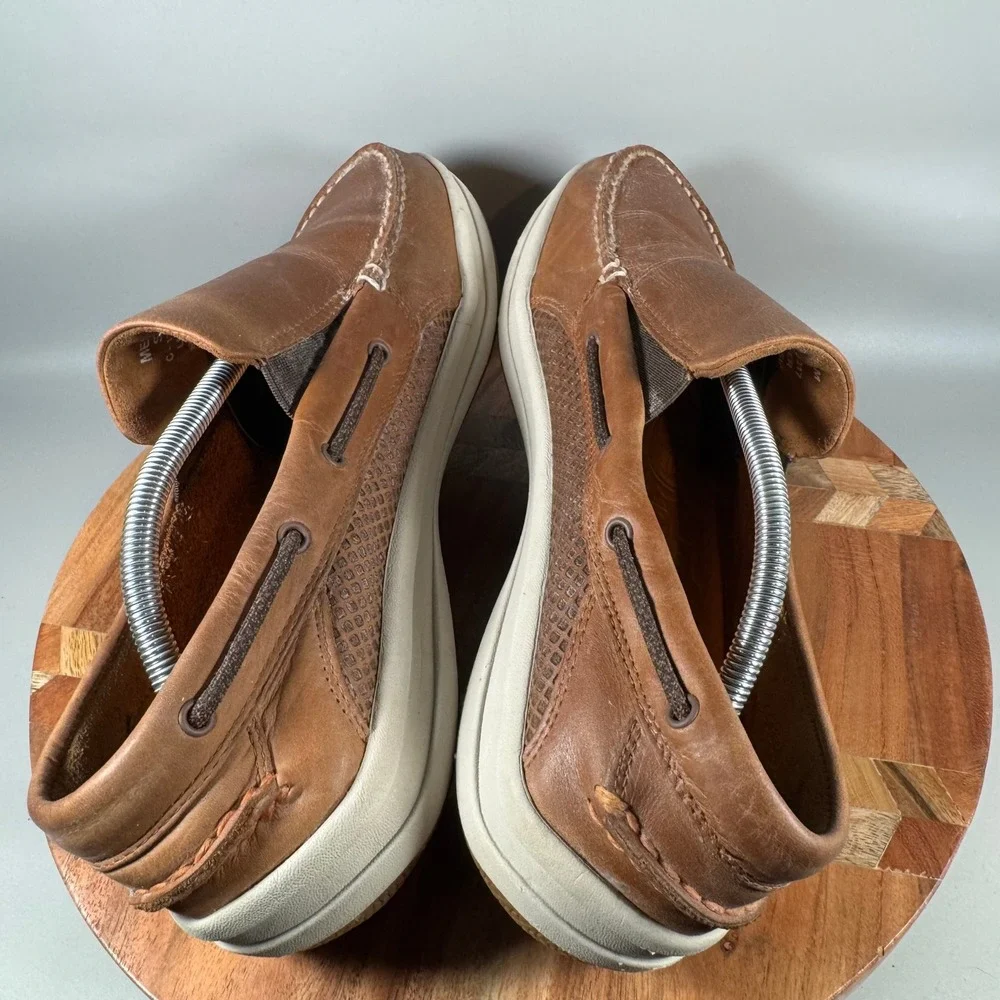 Sperry Mens Brown Leather Slip On Boat Shoes STS16474 Moc Toe Size 13 M